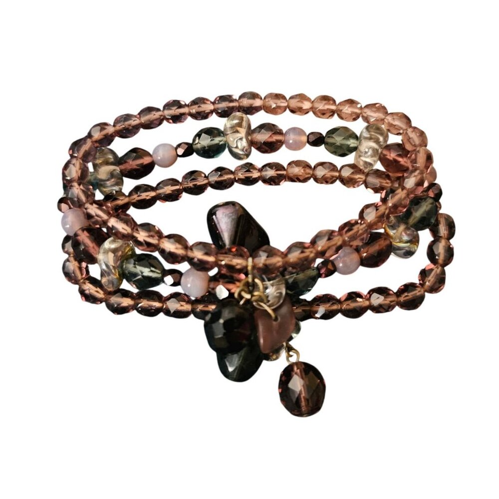 Vintage Multi-Strand Beaded Bracelet With Charms